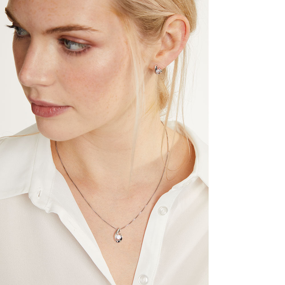 Sterling Silver Open Pear Drop Shape Pendant