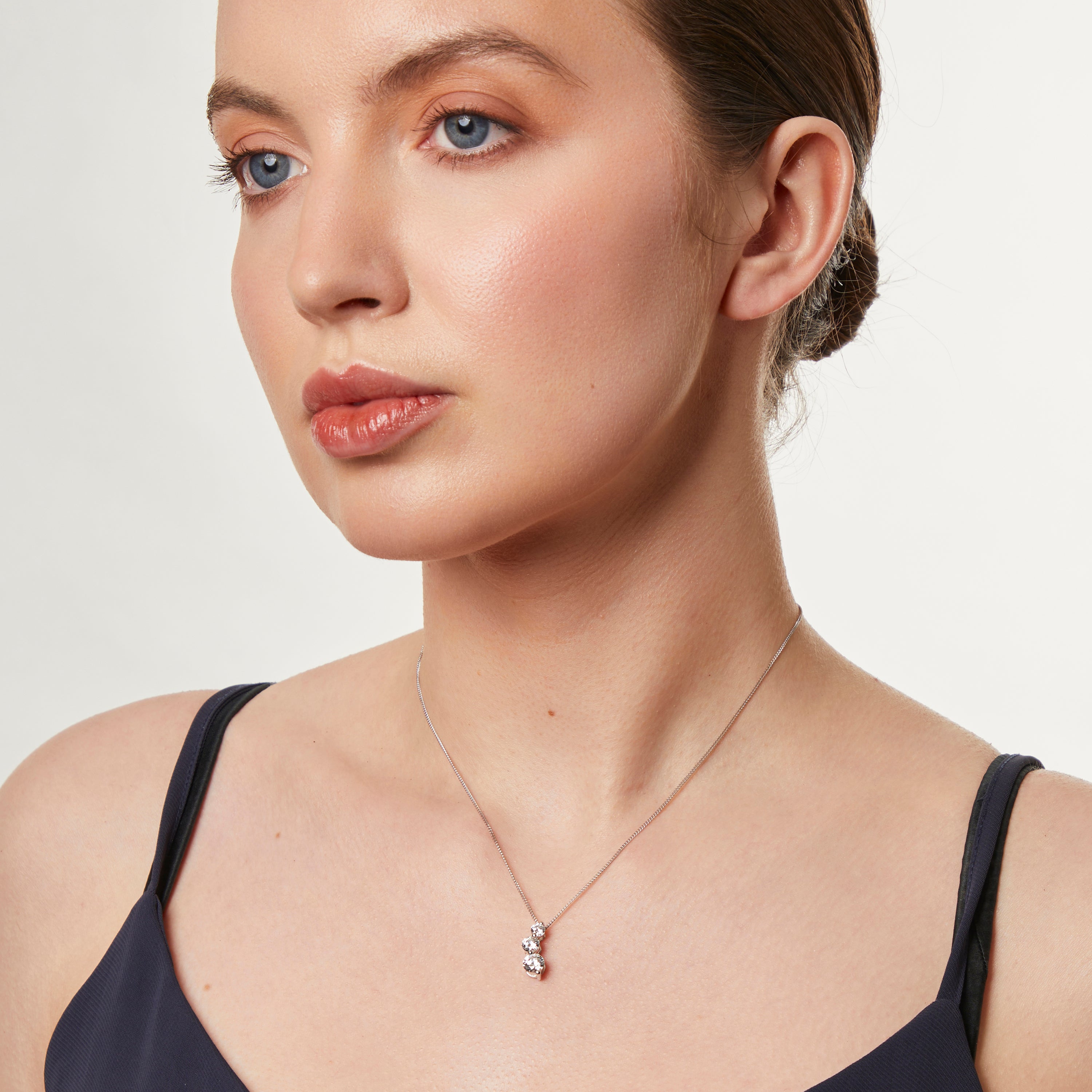Sterling Silver Three Stone Drop Cubic Pendant