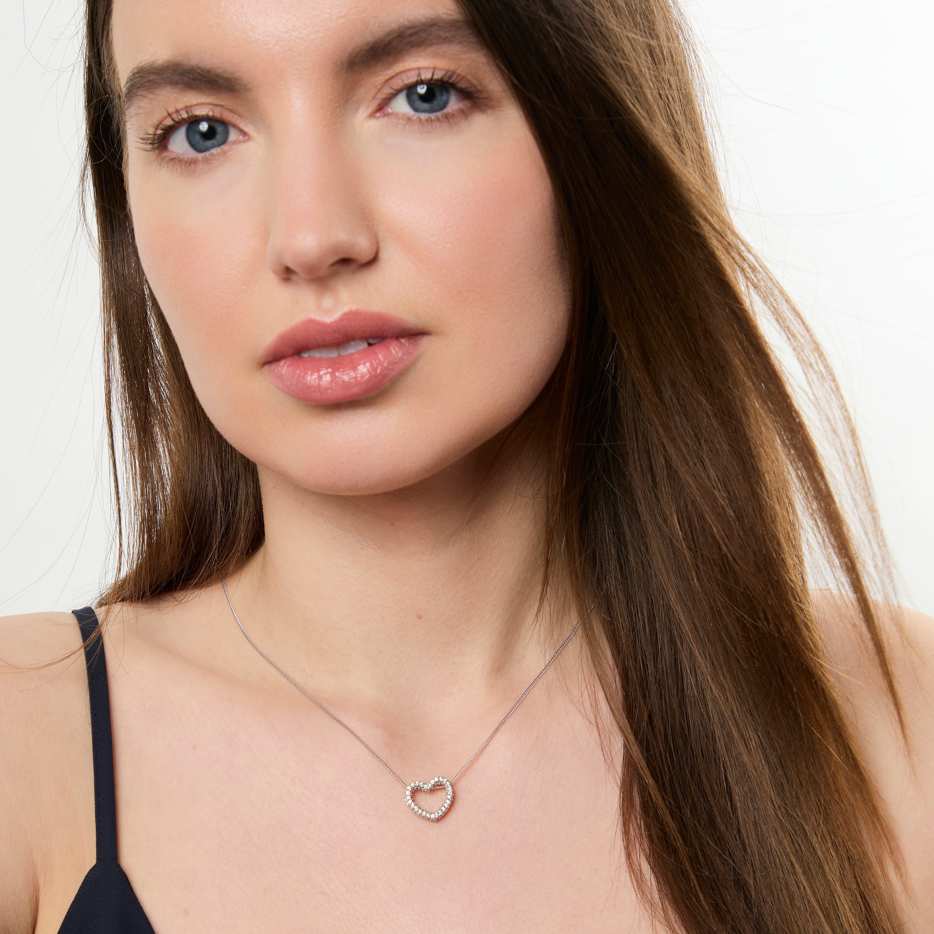 Sterling Silver Fully Set Cubic Zirconia Heart Pendant