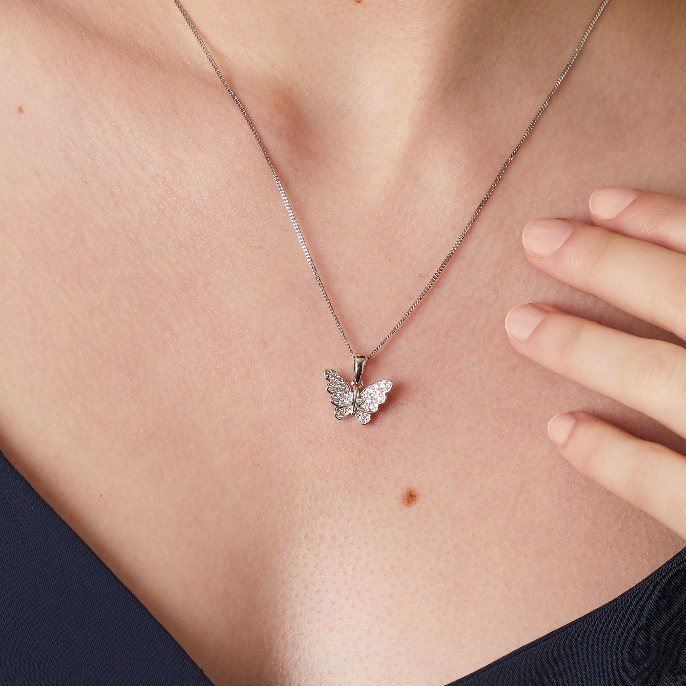Sterling Silver Butterfly In Flight Necklace
