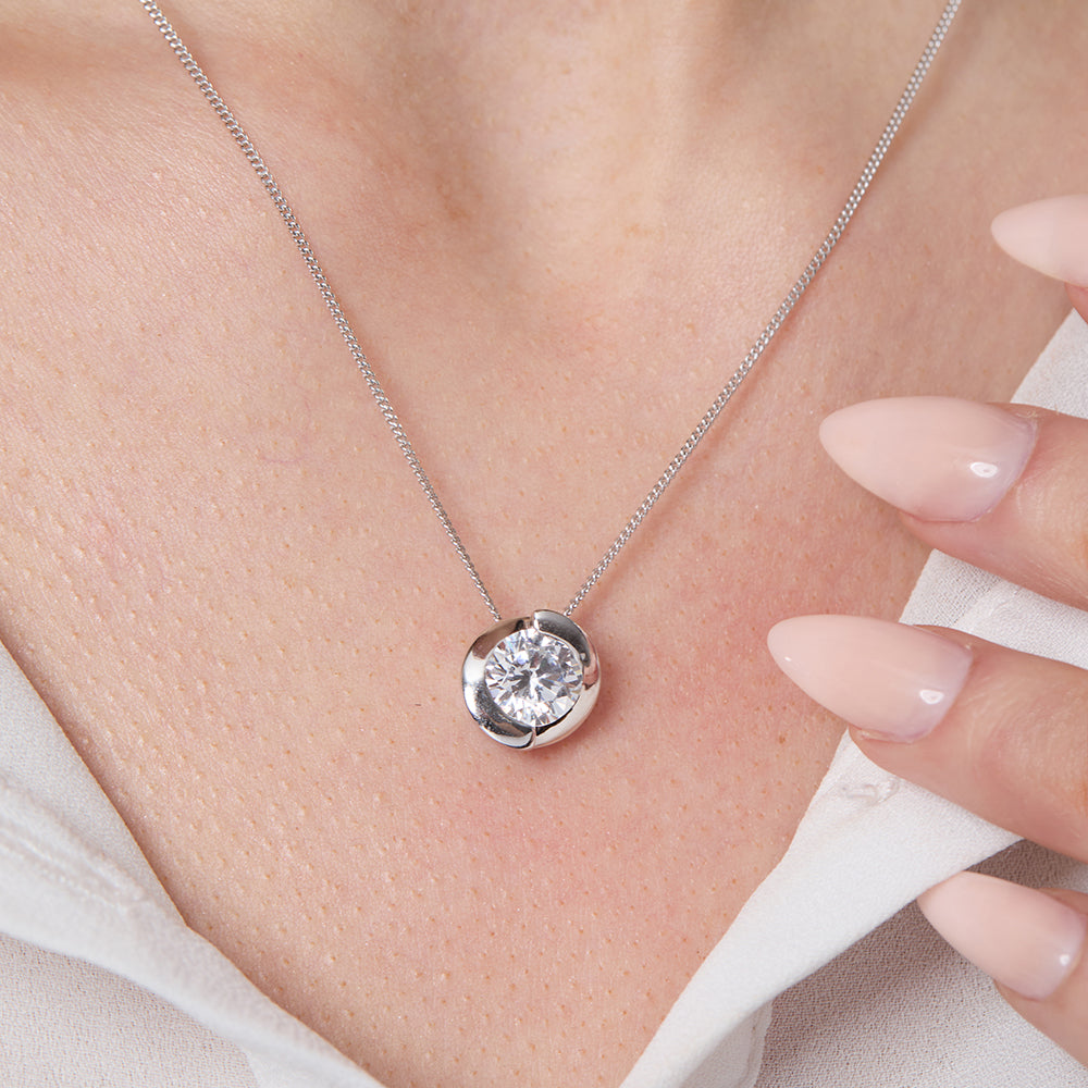 Sterling Silver Overlapping Rubover Pendant