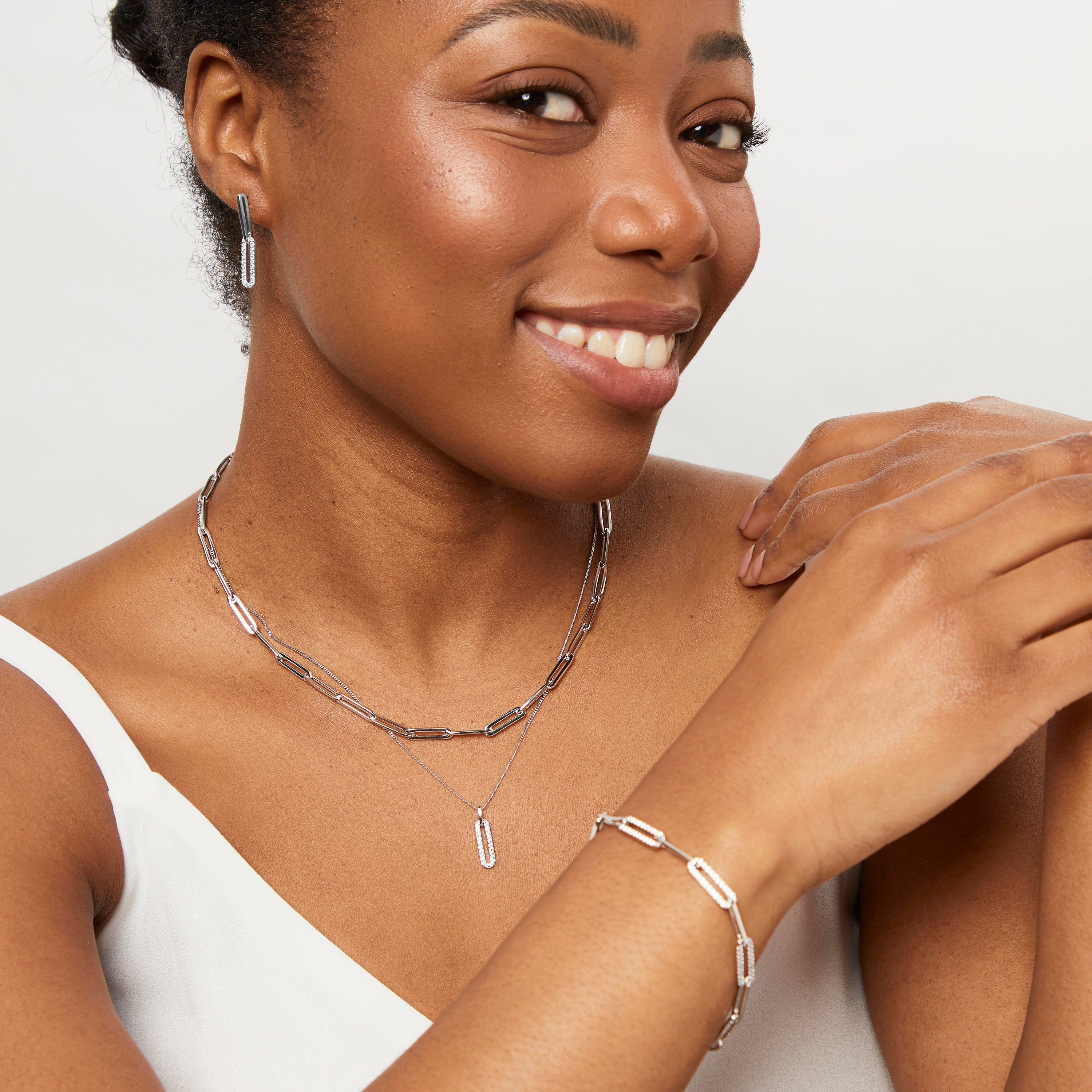 Sterling Silver Paperlink Drop Pendant