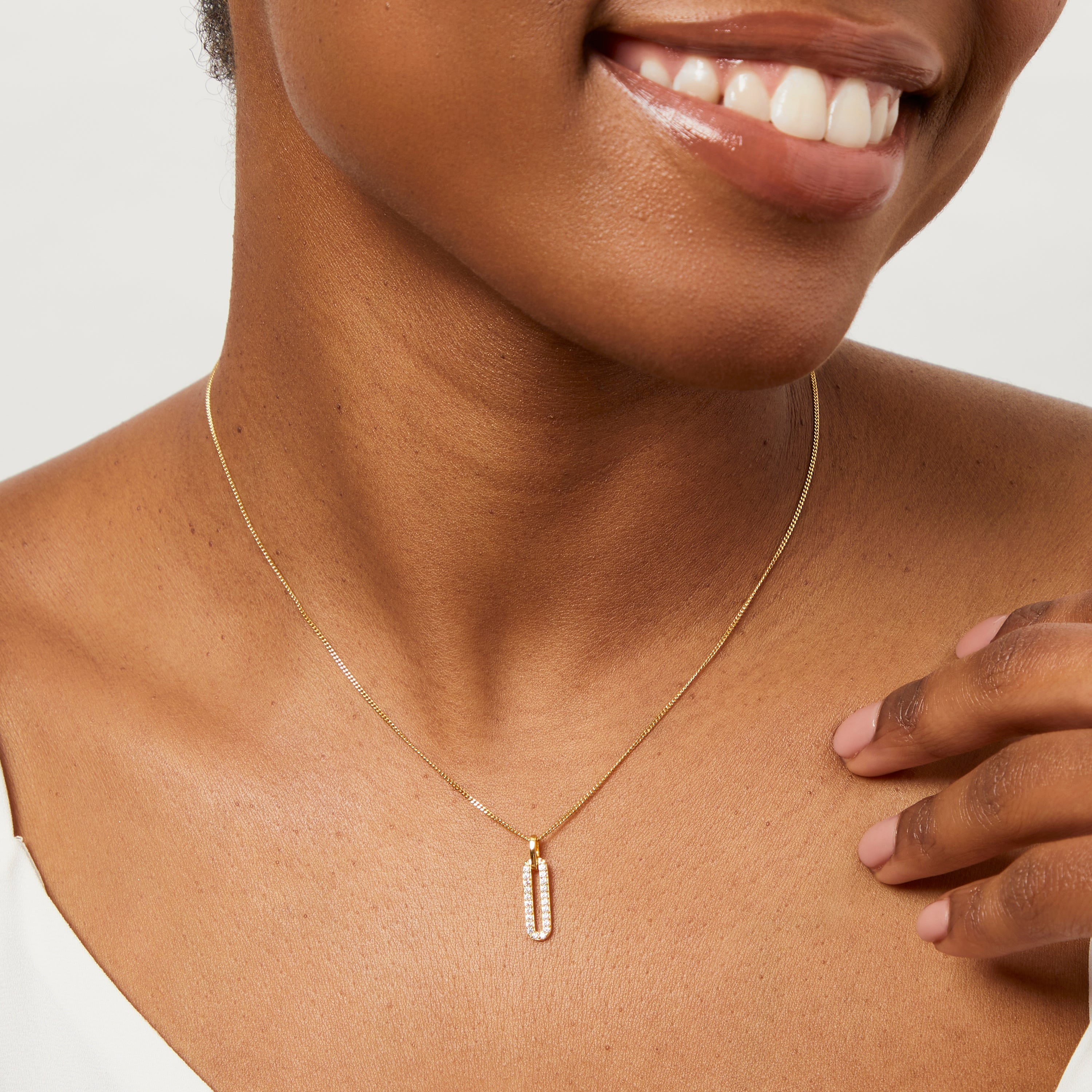 Gold Vermeil Paperlink Drop Pendant