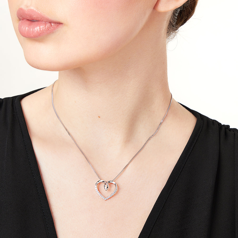 Sterling Silver Half Set Twist Heart Pendant