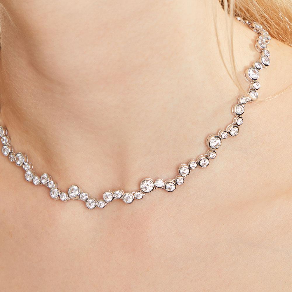 Sterling Silver Cubic Zirconia Bubble Full Necklace