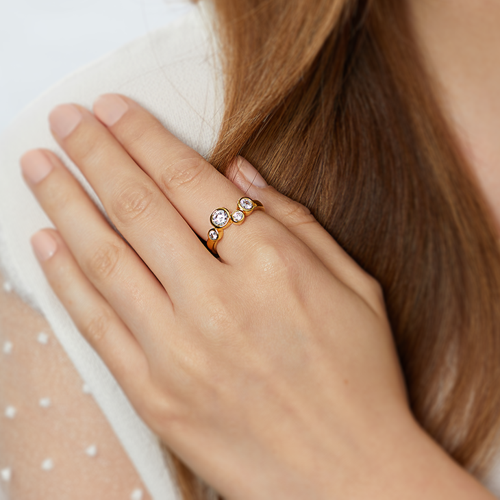 Gold Vermeil Four Stone Bubble Ring