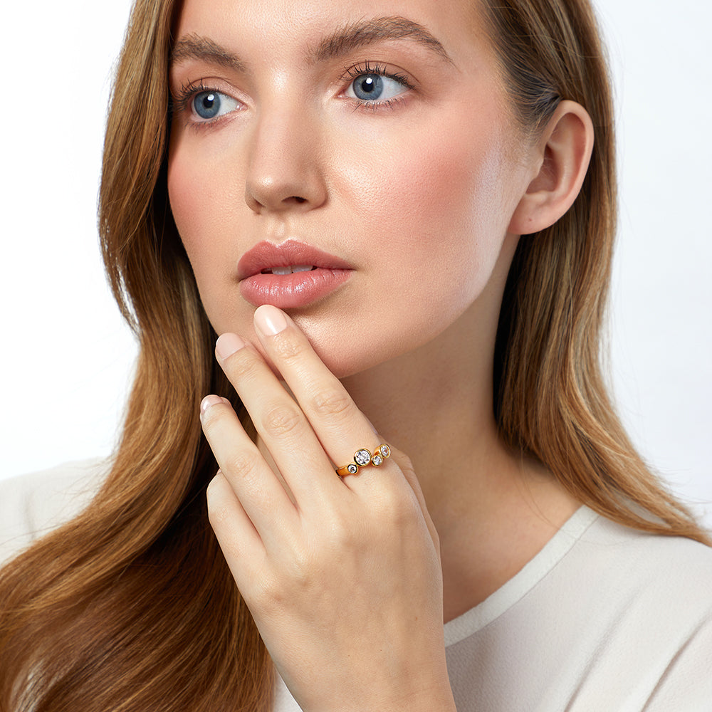 Gold Vermeil Four Stone Bubble Ring