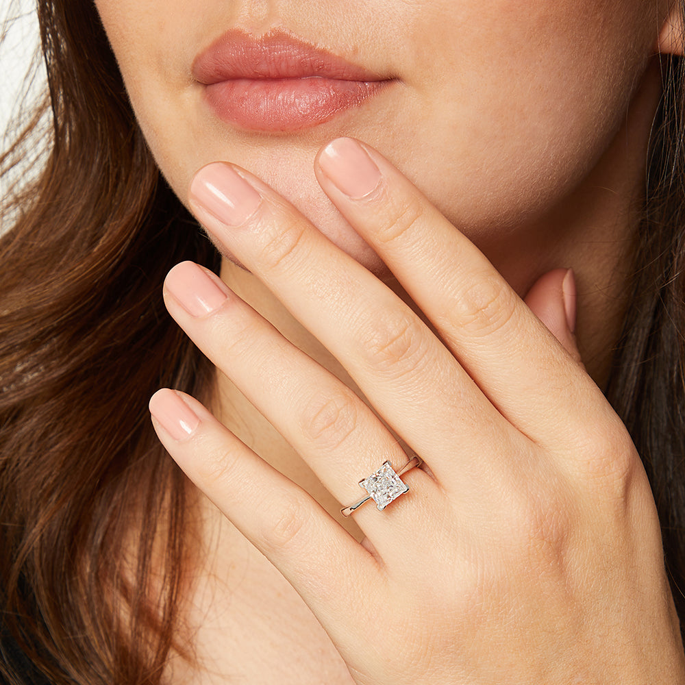 Sterling Silver Two Carat Square Ring
