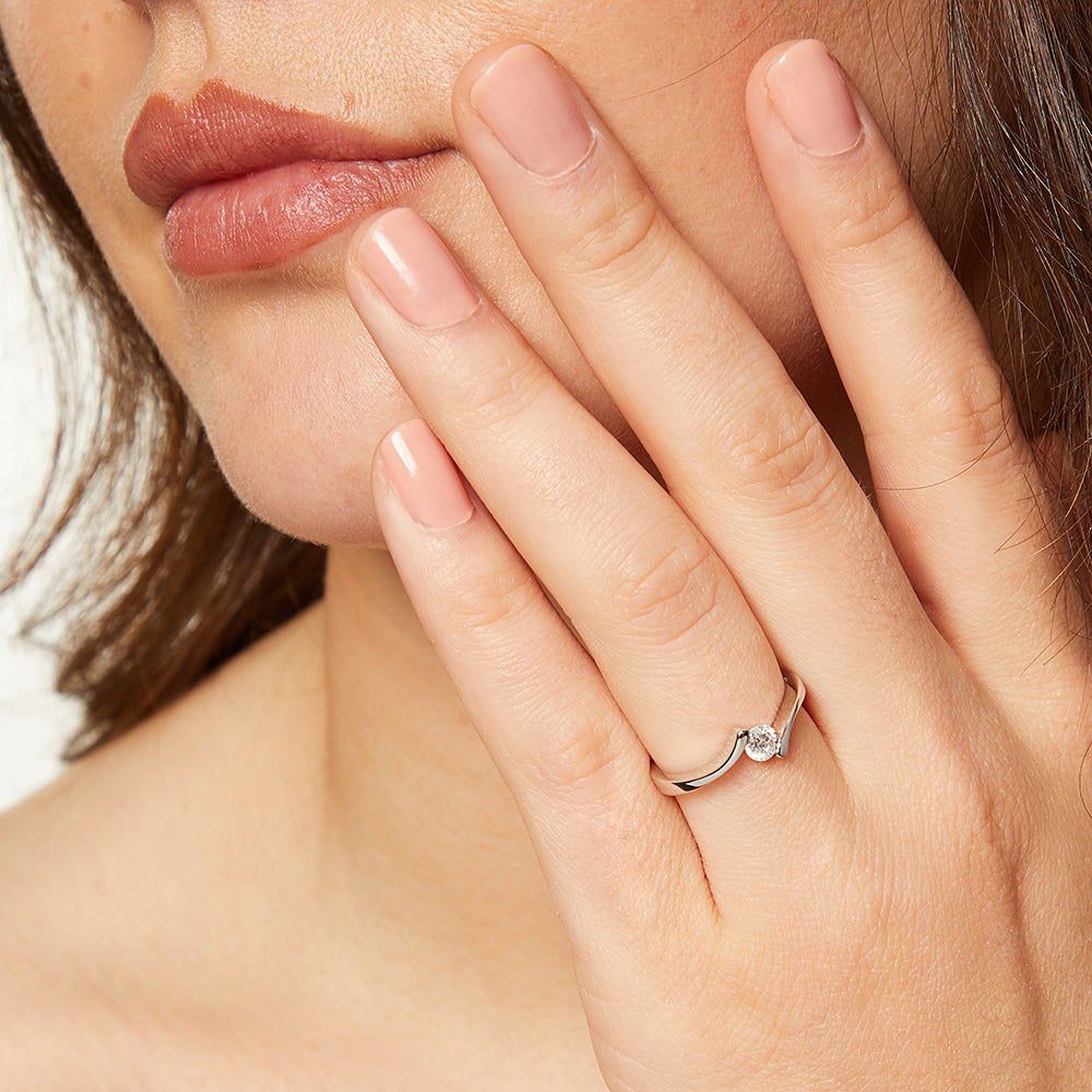 Sterling Silver Offset Solitaire Ring