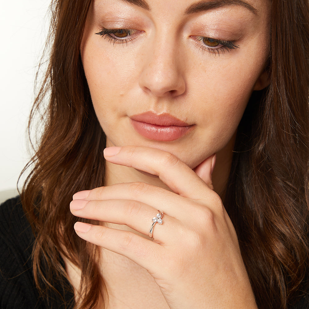 Sterling Silver Three Stone Ring