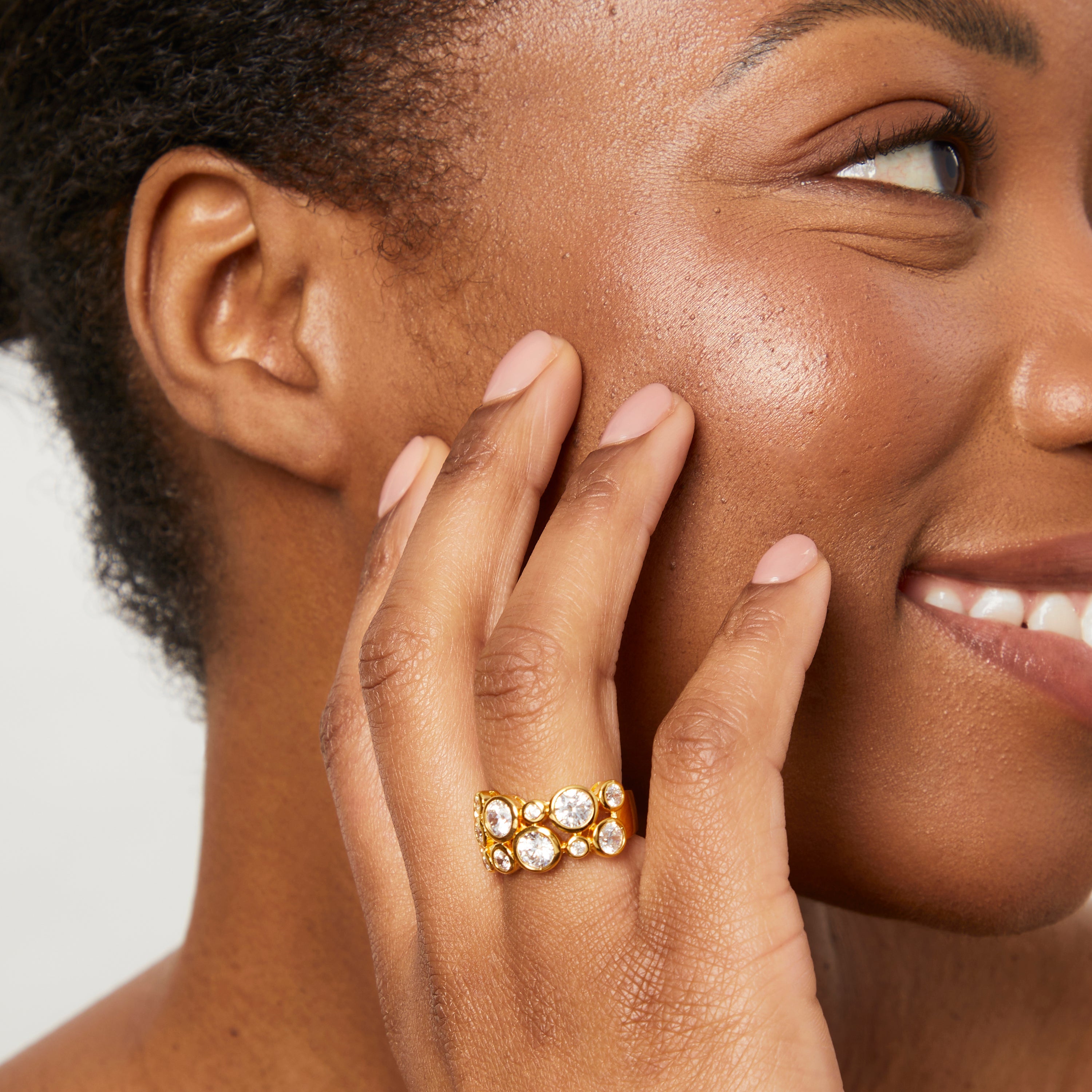 Yellow Gold Multi Stone Cubic Zirconia Bubble Ring