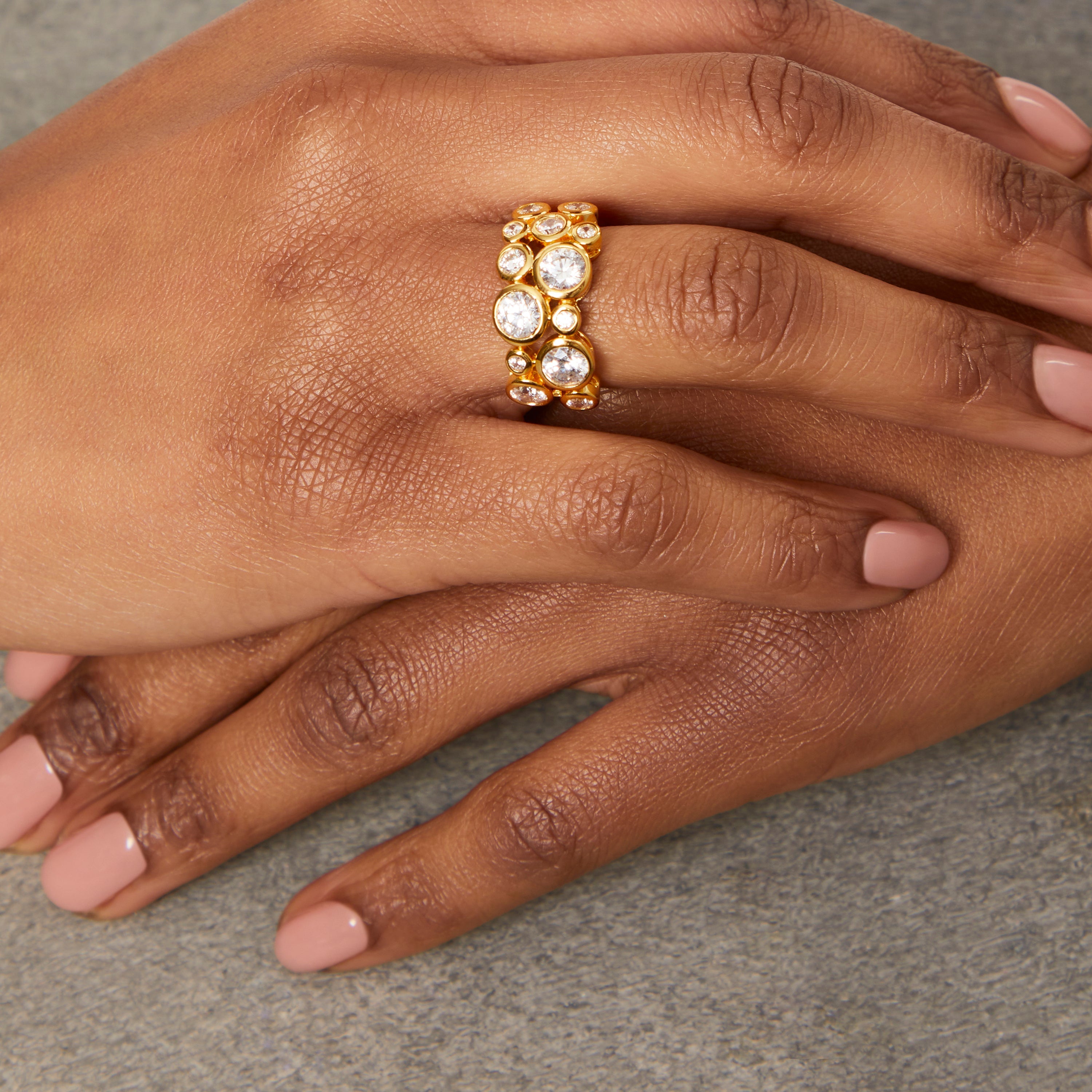 Yellow Gold Multi Stone Cubic Zirconia Bubble Ring