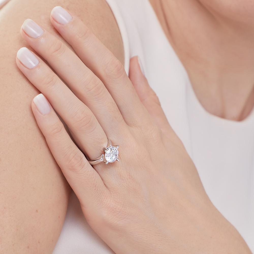 Sterling Silver Solitaire 3.8 ct Large Four Claw Ring
