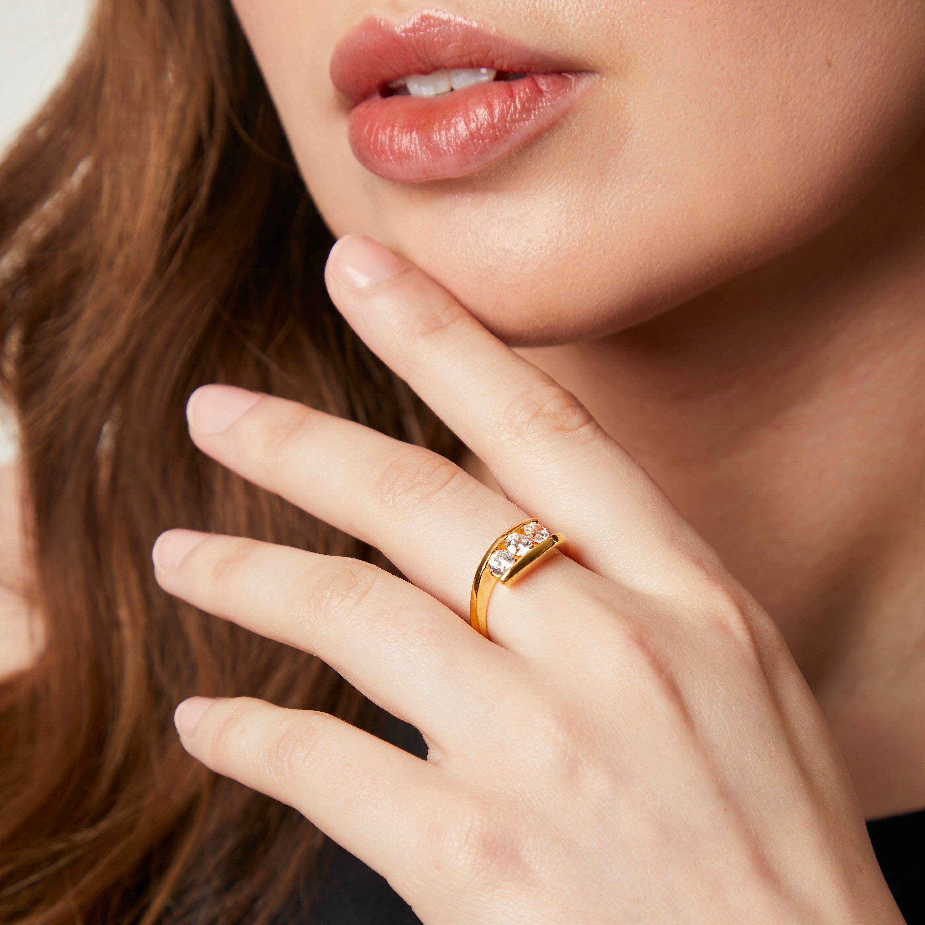 Yellow Gold Three Stone Ring