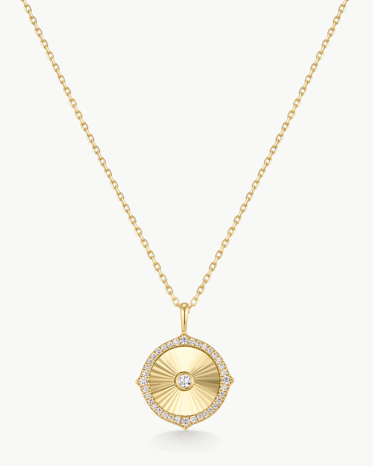 Gold Diamond-Cut Sunny Disc Necklace