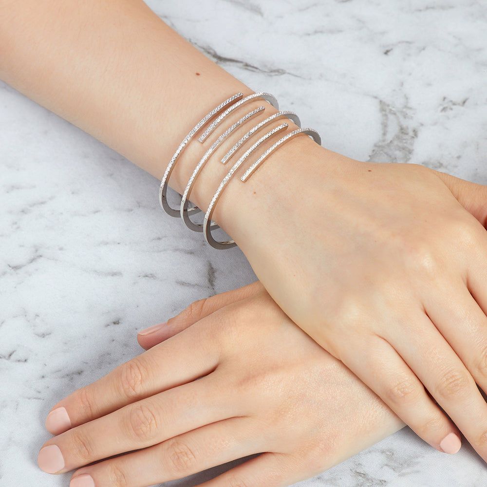 Sterling Silver Overlapping Strand Cuff Bangle