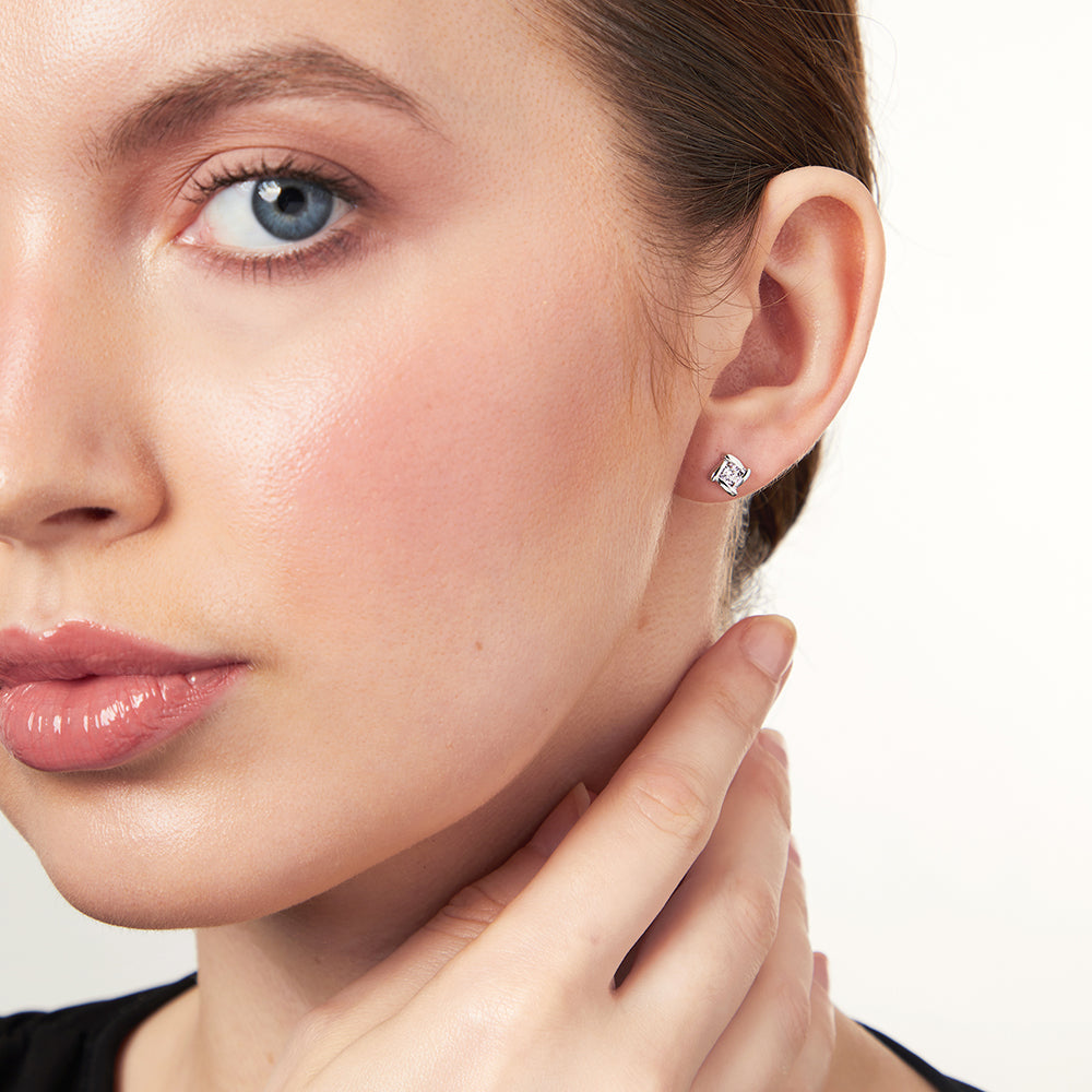 Sterling Silver Cubic Zirconia Stud Earrings