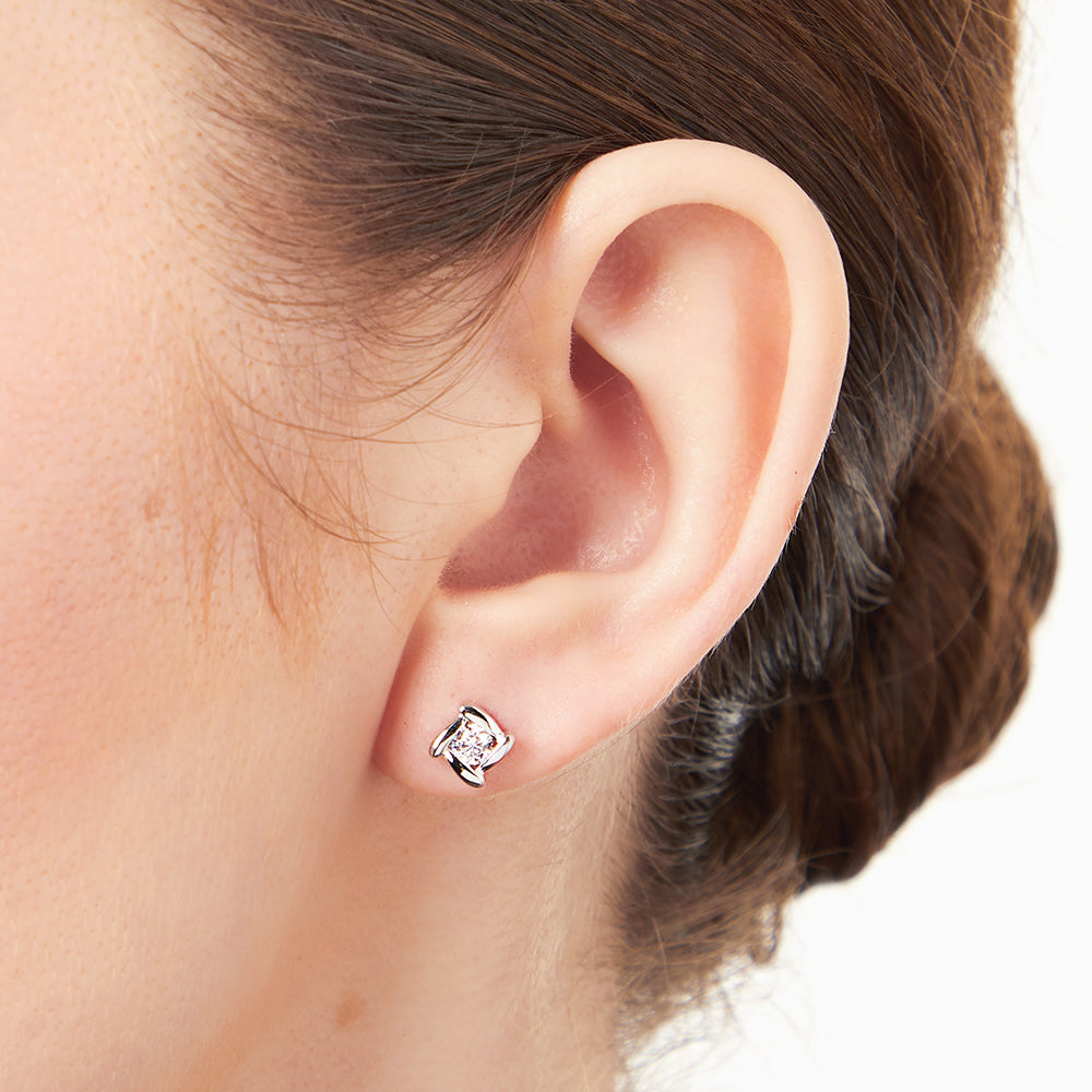 Sterling Silver Cubic Zirconia Stud Earrings