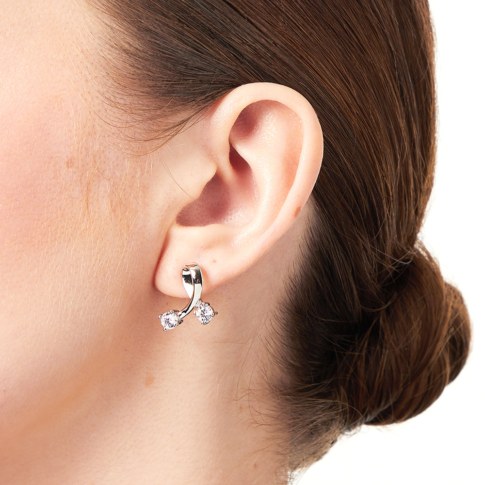 Sterling Silver Open Ribbon Earrings