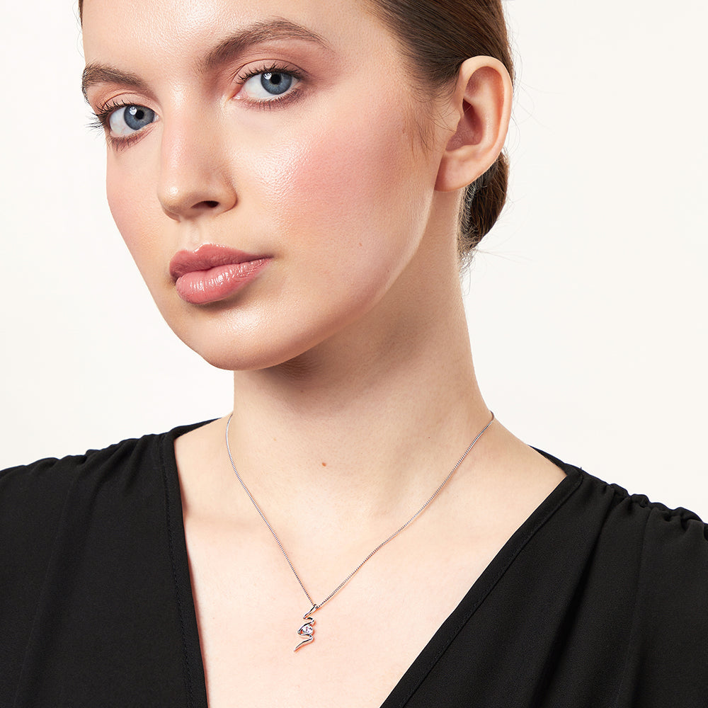 Sterling Silver S Shape Pendant Set With A Cubic Zirconia Stone