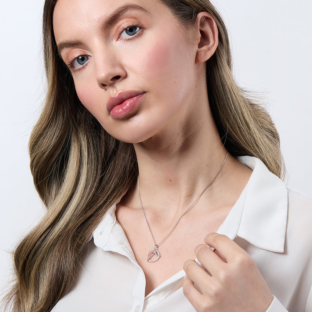 Pave Set Round Pendant With Sterling Silver Detail