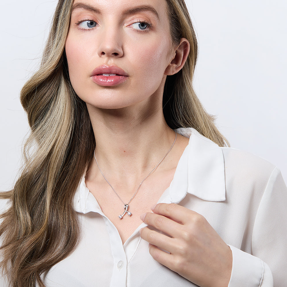 Sterling Silver Kiss CZ Pendant