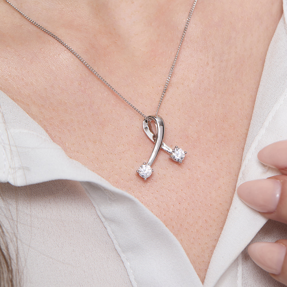 Sterling Silver Kiss CZ Pendant