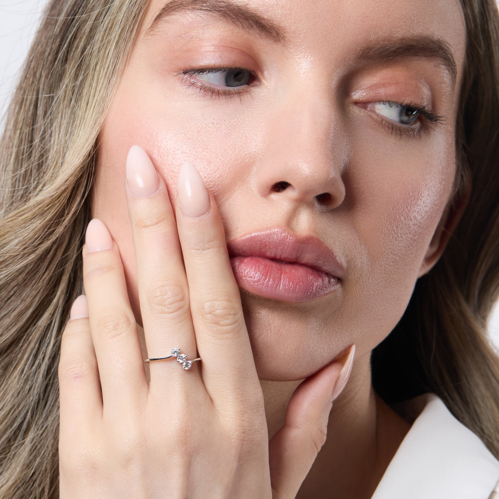 Sterling Silver Ring With A Row of 3 Cubic Zirconias