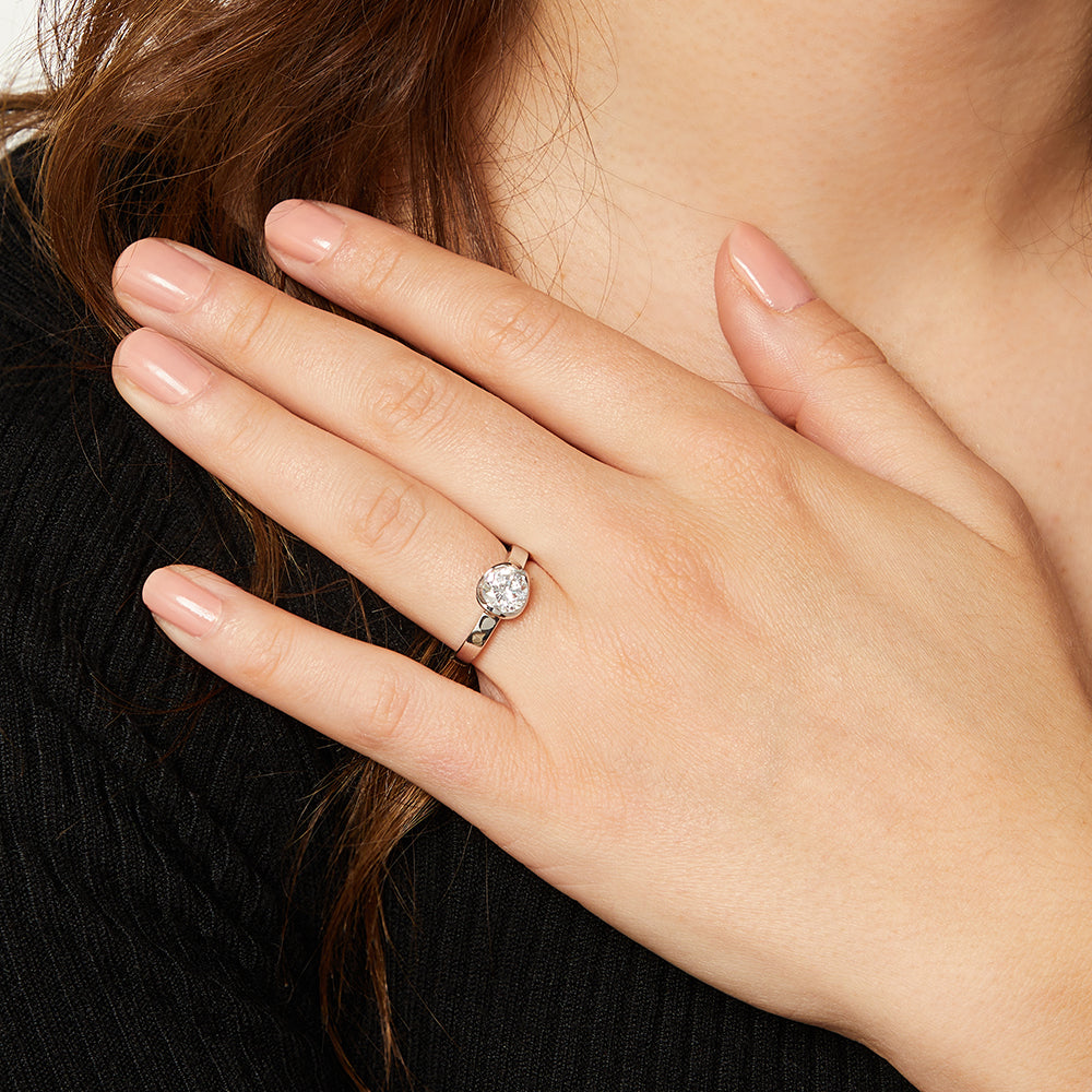 Sterling Silver Open Bezel Set Solitaire Ring
