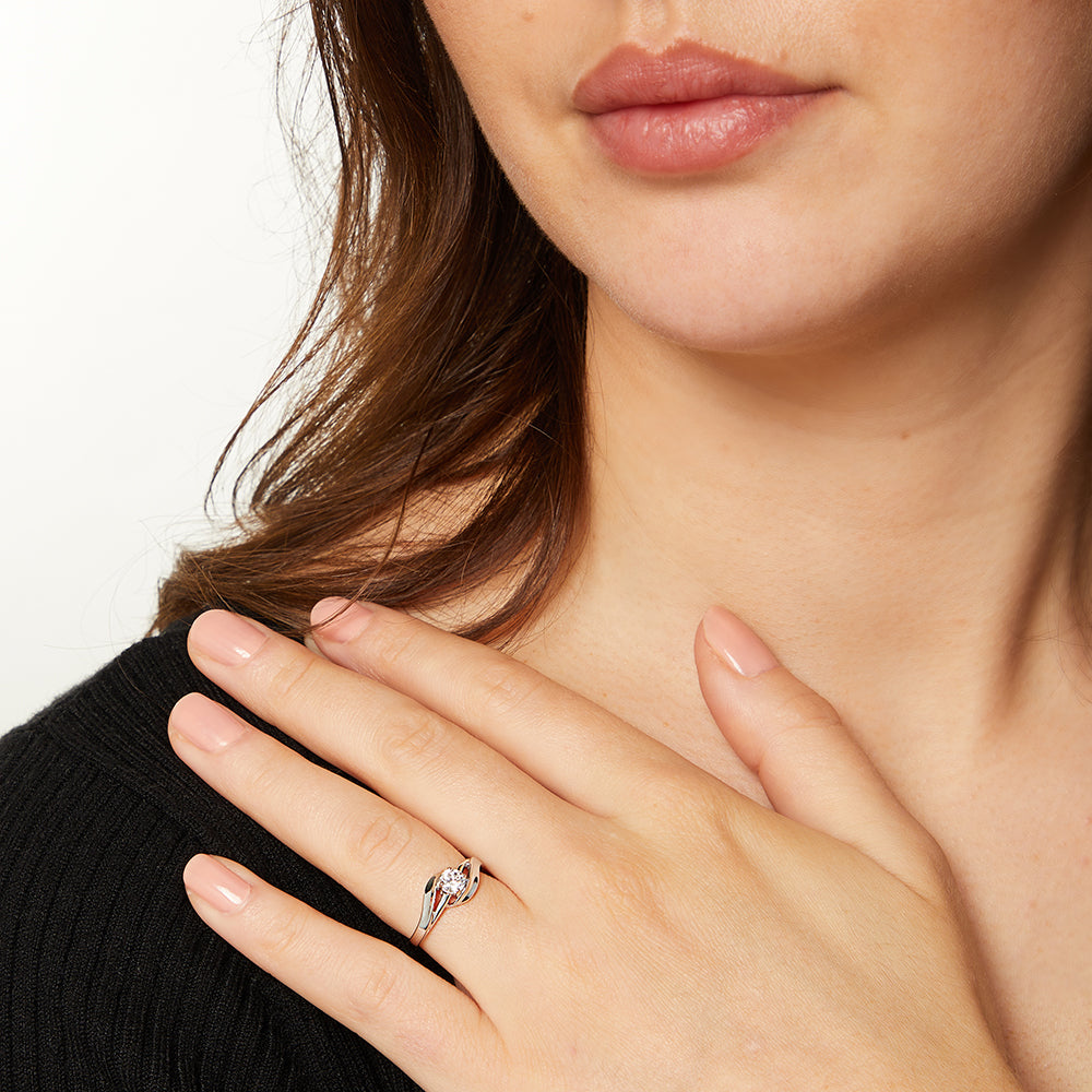Sterling Silver Open Twist Cubic Zirconia Ring