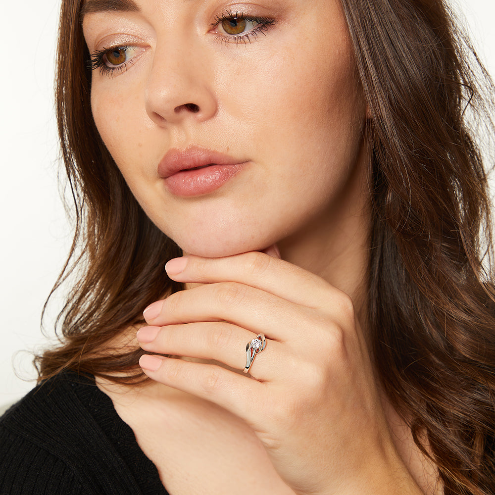 Sterling Silver Open Twist Cubic Zirconia Ring