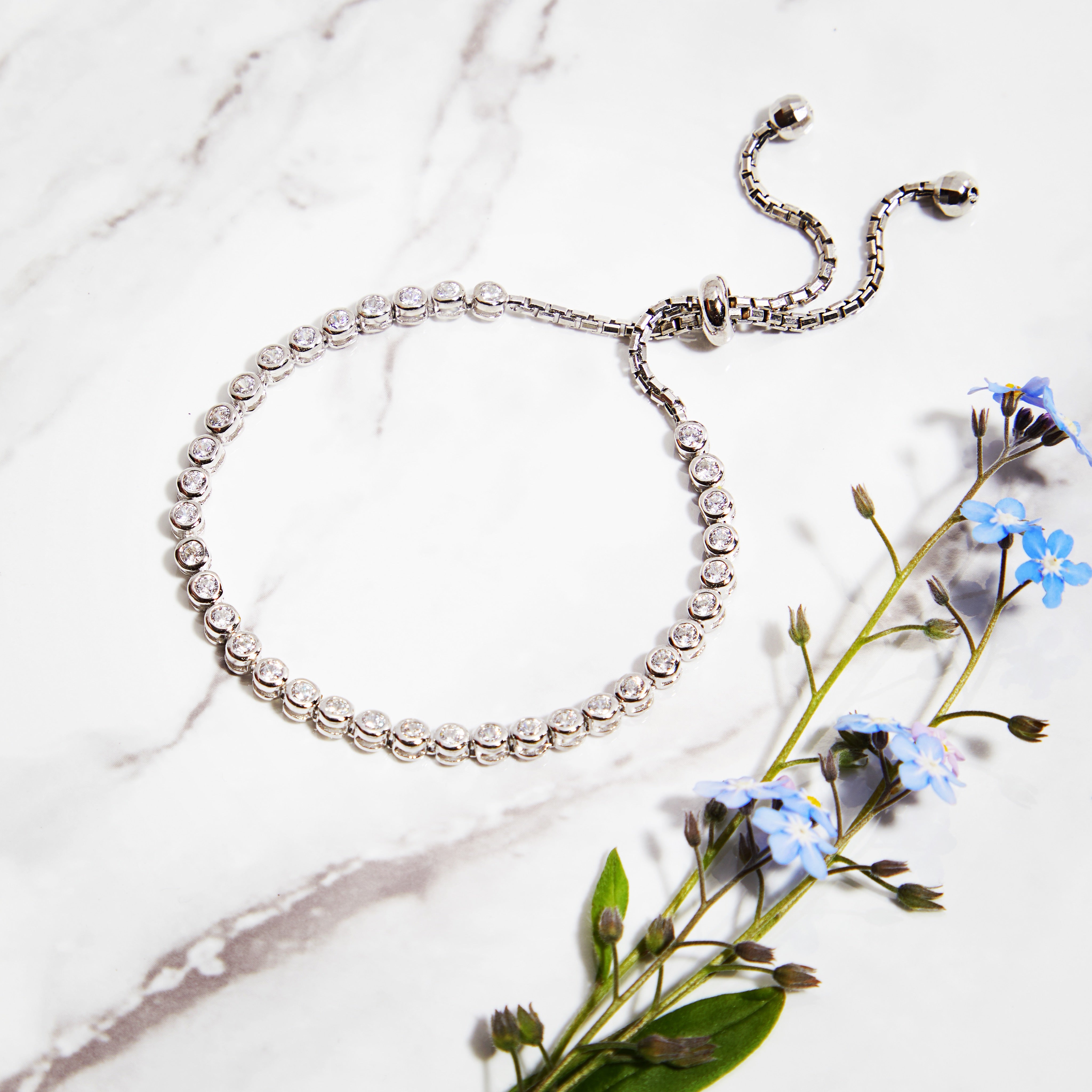Sterling Silver Friendship Rubover Set Bracelet