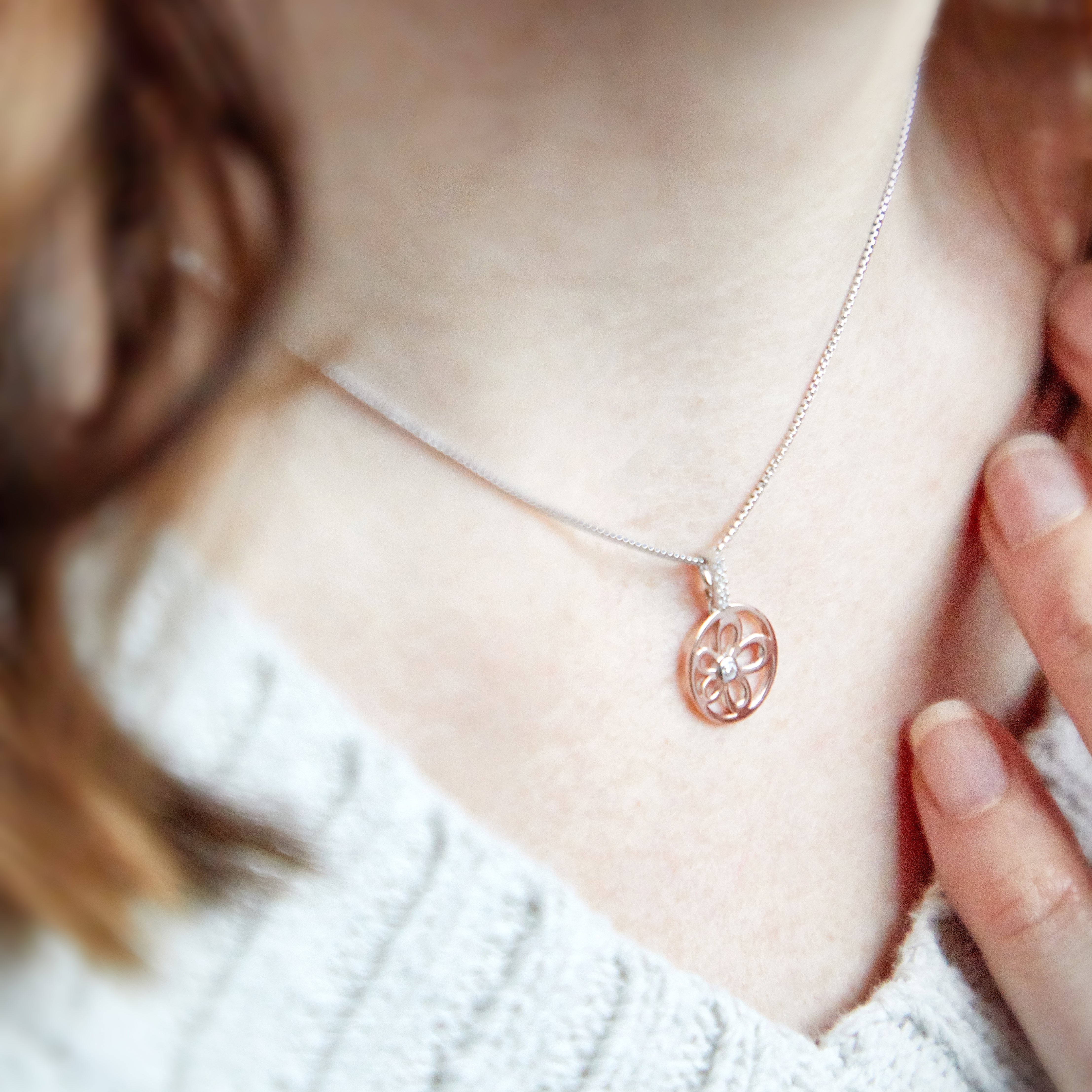 Rose Gold Vermeil Flower Circle Necklace