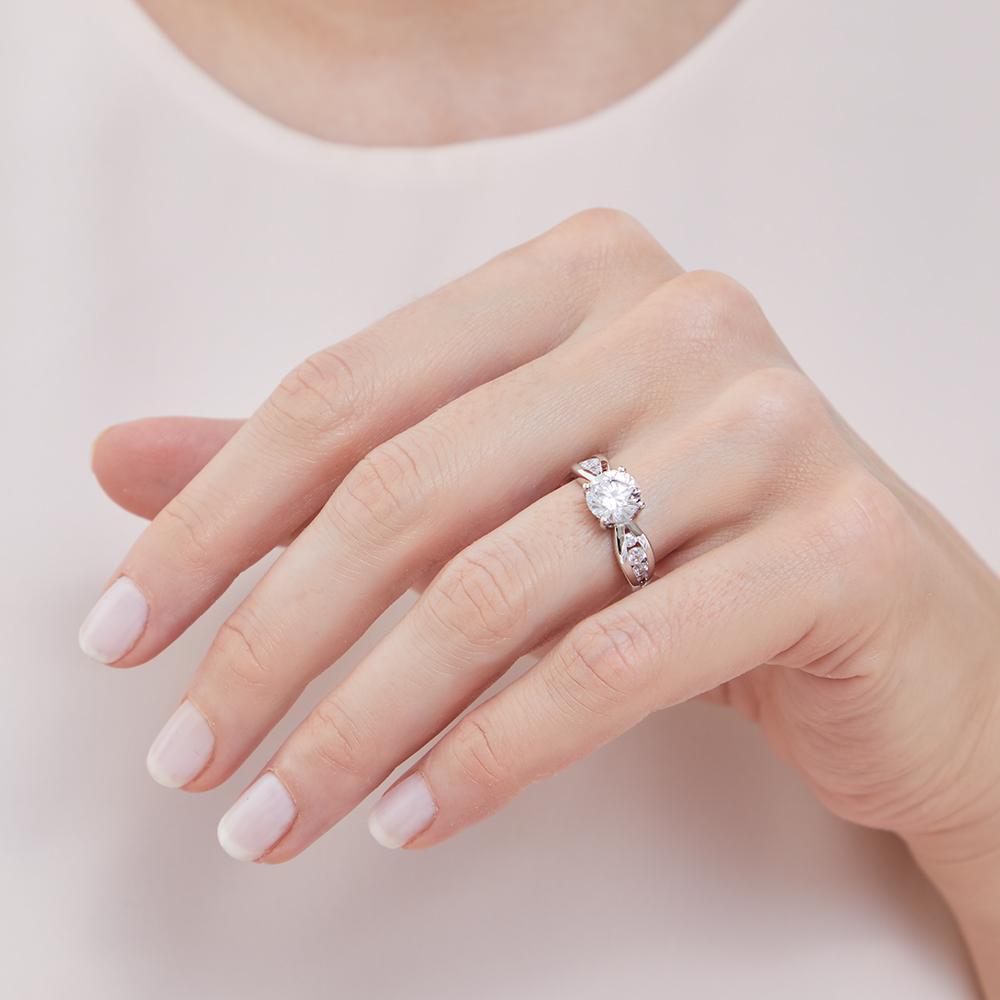 Sterling Silver Split Shoulder 2 Carat Solitaire Ring