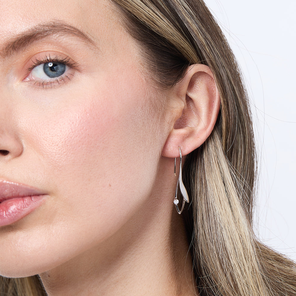 Sterling Silver Leaf Drop Earrings