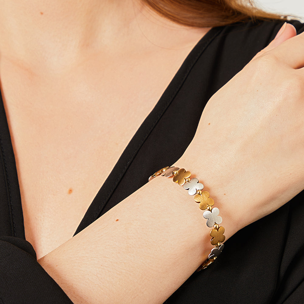 White & Yellow Gold Daisy Chain Bracelet