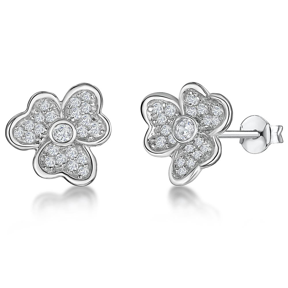Sterling Silver Split Petal Flower Earrings