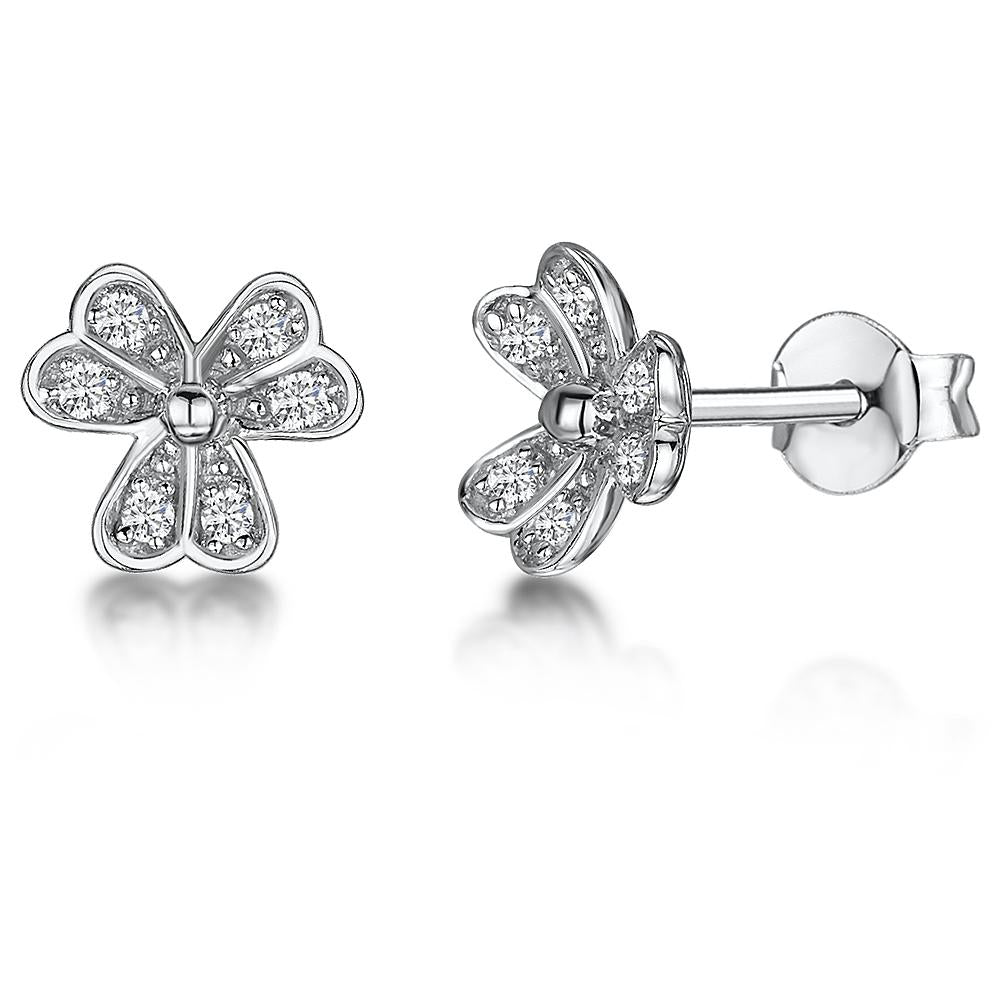 Sterling Silver Double Flower Petal Earrings