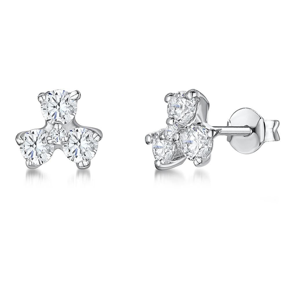 Sterling Silver Three Point Petal Earrings