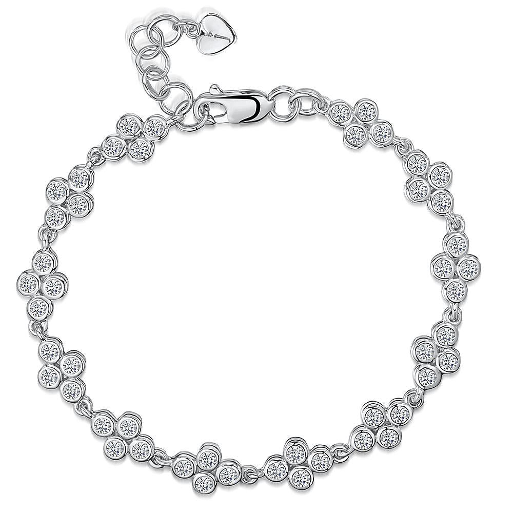 Solid 925 Sterling Silver Multi-Stone Bubble Cluster Bracelet