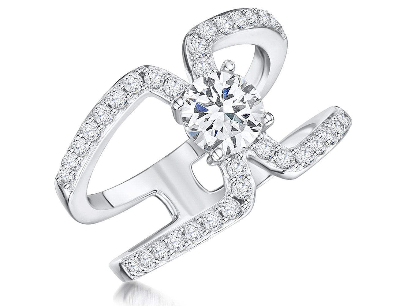 Sterling Silver 2.66ct Split Band Cocktail Ring