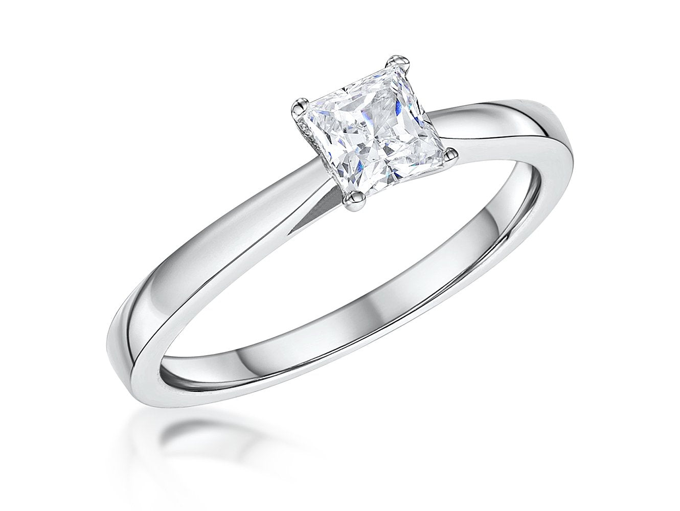 Sterling Silver 0.50ct Princess Cut Solitaire Ring | Premium Cubic Zirconia