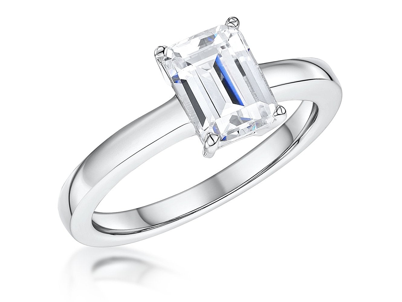 Sterling Silver 1.5 Carat Emerald Cut Cubic Zirconia Ring