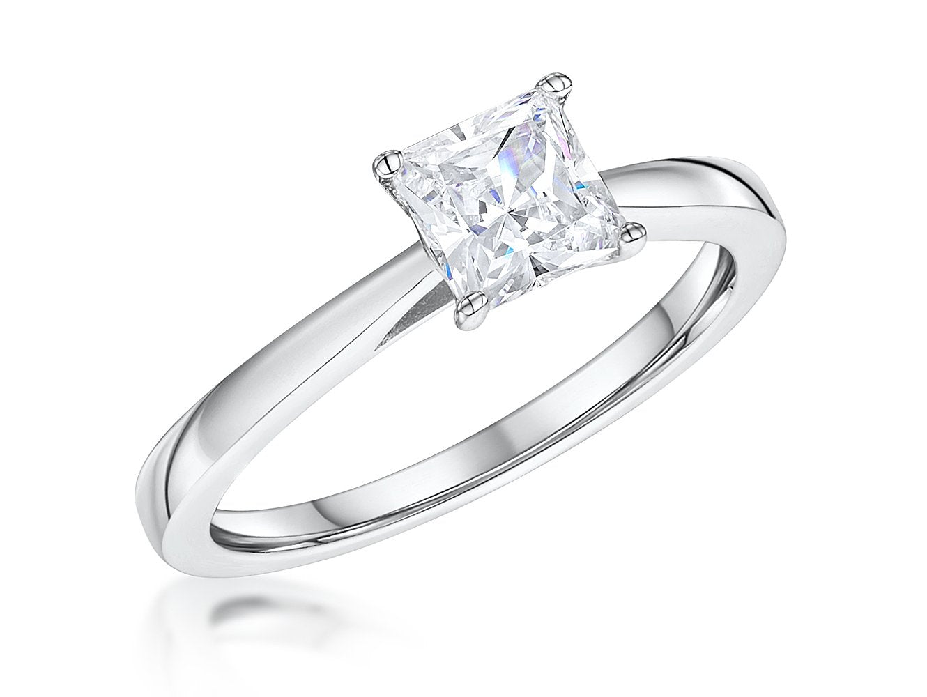 Sterling Silver Princess Cut 1ct Solitaire Ring