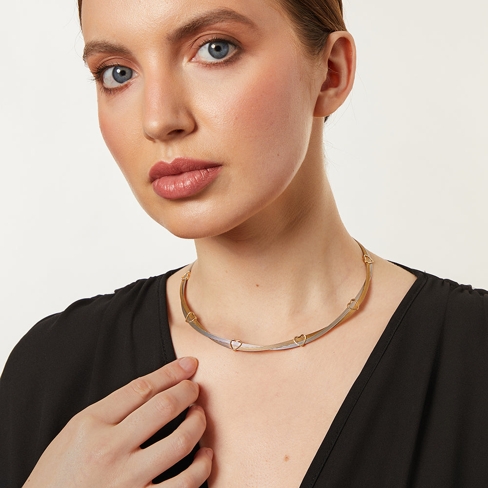 9ct White & Yellow Gold Full Collar Necklace