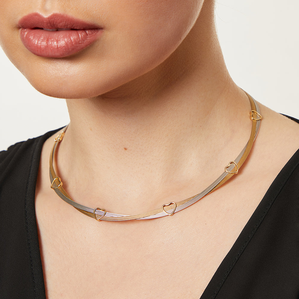 9ct White & Yellow Gold Full Collar Necklace