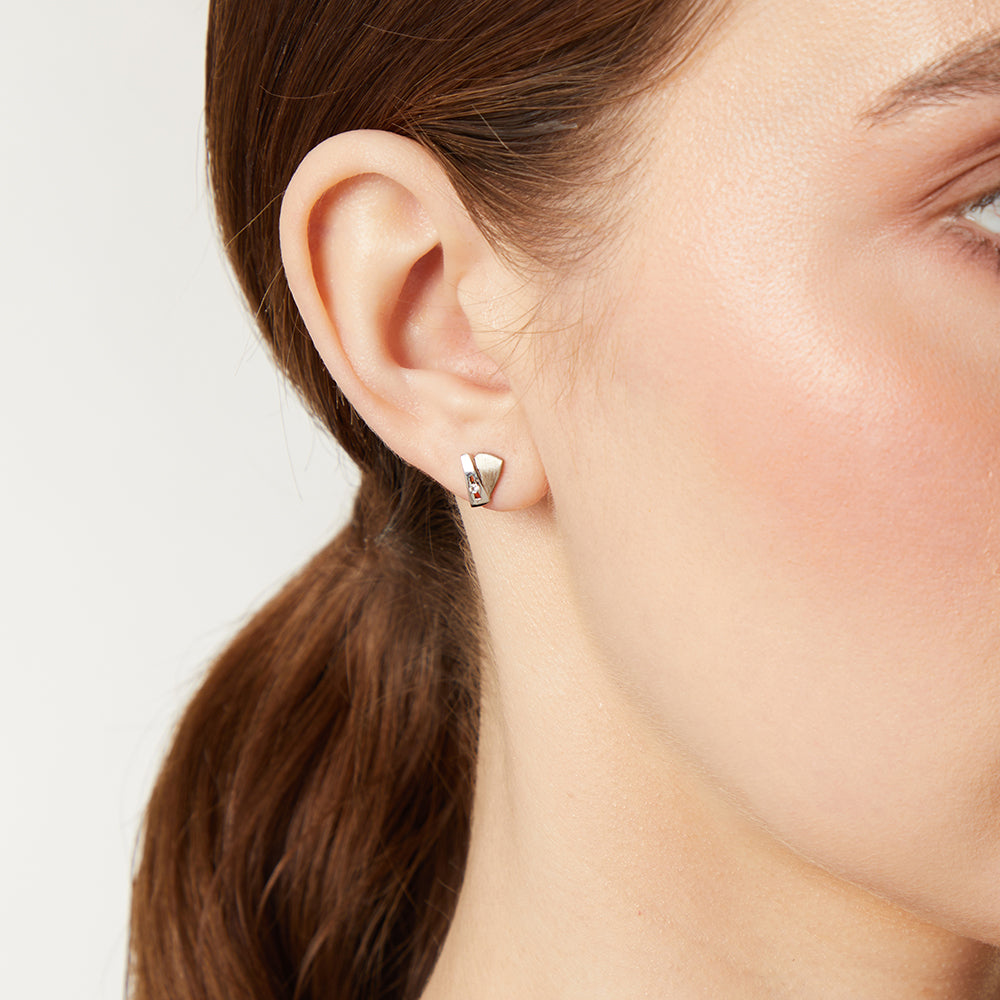 White Gold V Studs With Diamonds