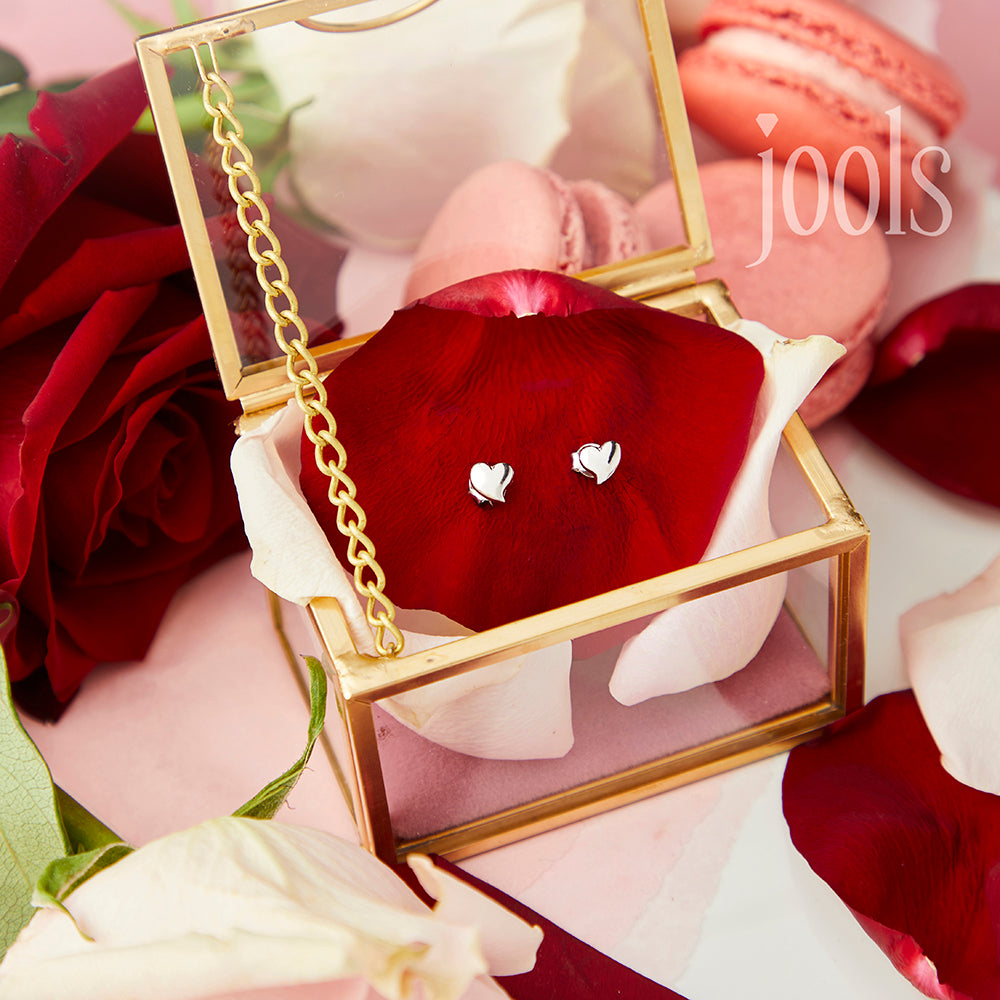 Sterling Silver Heart Offset Earrings