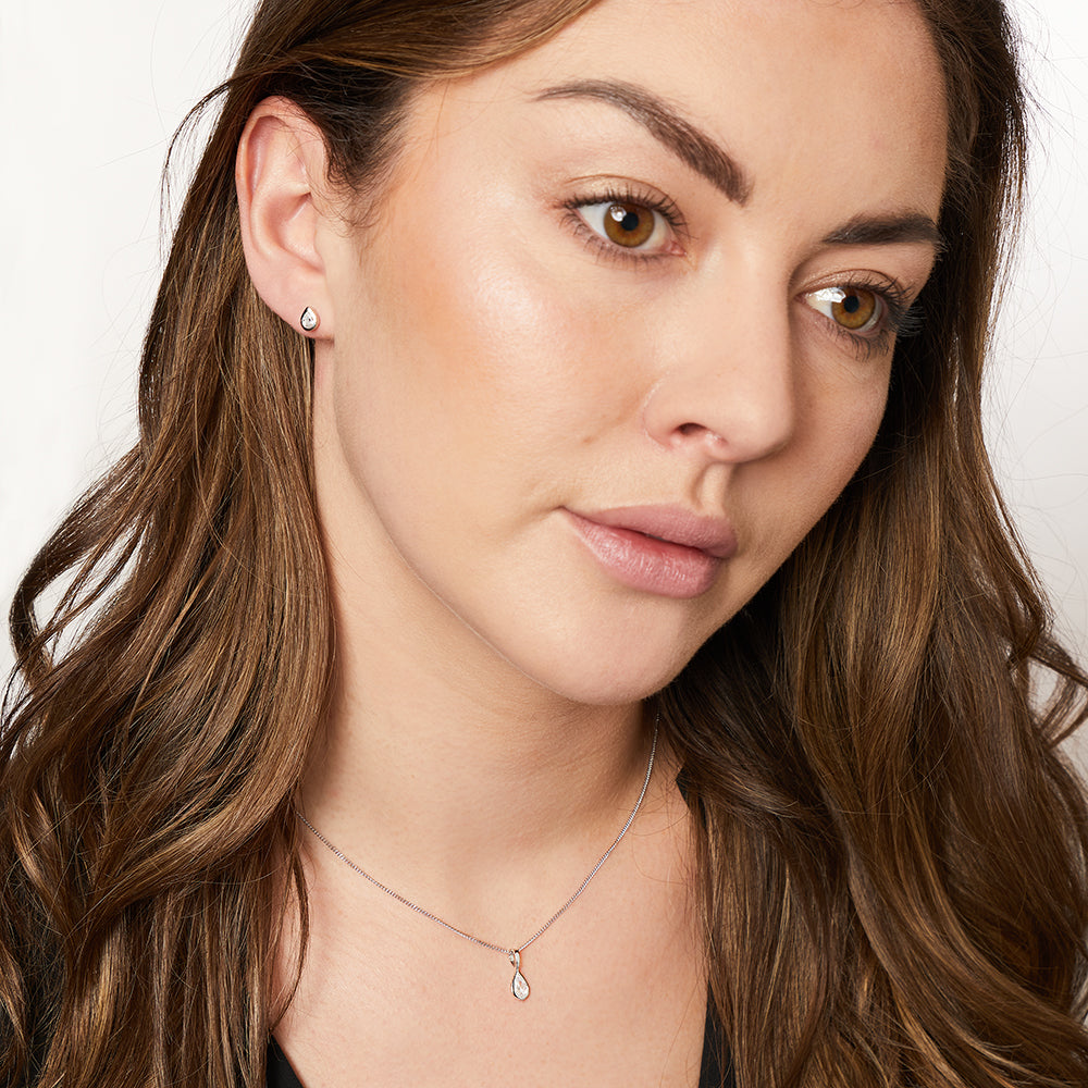 Sterling Silver Teardrop Pendant And Earrings