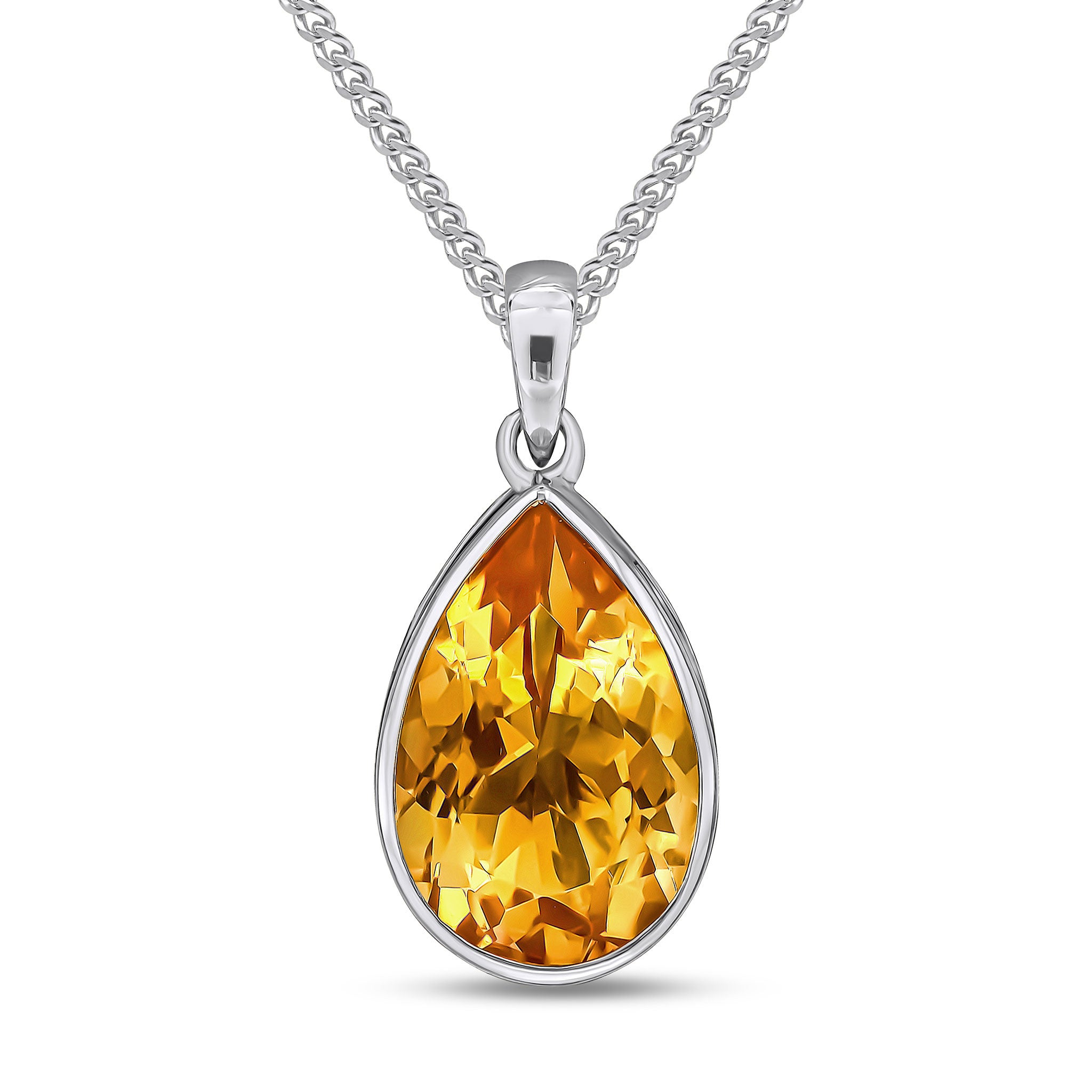 9CT WG 14X9 PEARSHAPE CITRINE RUBOVER PENDANT
